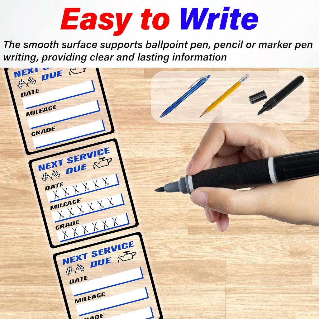 450 PCS Oil Change Stickers For Windshield, 2 Rolls Oil Change Sticker, 2 X 2 Inches Next Service Due Sticker Labels, Removable Vinyl Stickers For