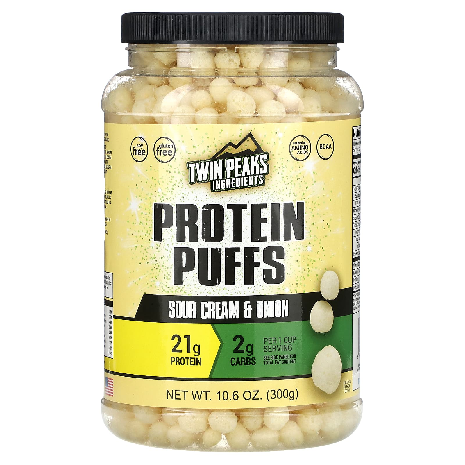 

Twin Peaks, Protein Puffs, Sour Cream & Onion, 10.6 oz (300 g)