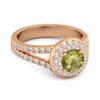 Peridot Double Halo Accents Ring - 925 Sterling Silver Rose Gold Vermeil