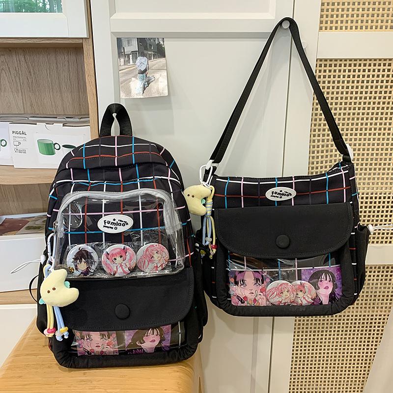 School bag school bag Korean ins plaid high school high value backpack