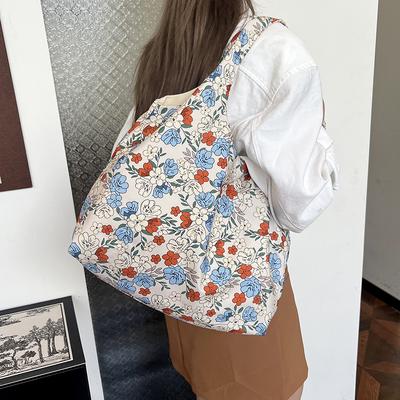 Floral Canvas Bag for Women New Trendy Tote Bag for Students In Class