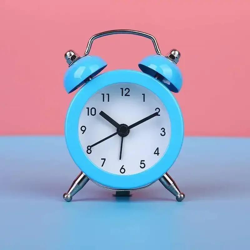 Retro Loud Alarm Clock Double Bell Mechanical Key Wound Silent Pointer Alarm Clock Night Light Clocks Home Decor  wall clock