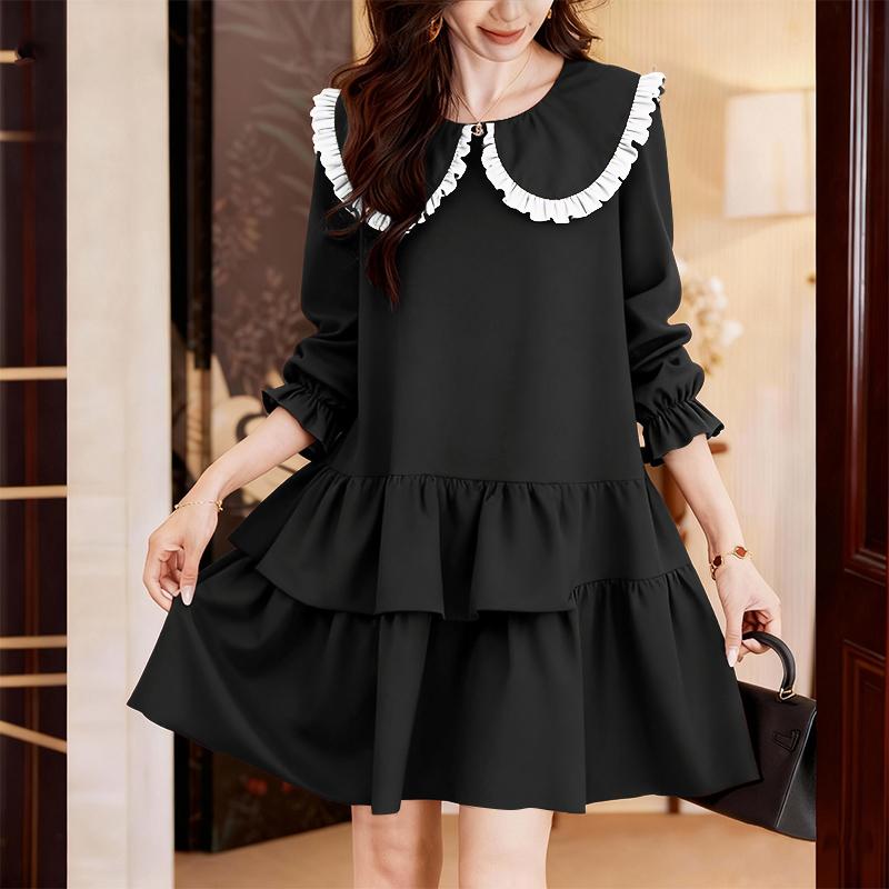 ZANZEA Women Casual Doll Collar Loose Long Sleeve Elegant Dress