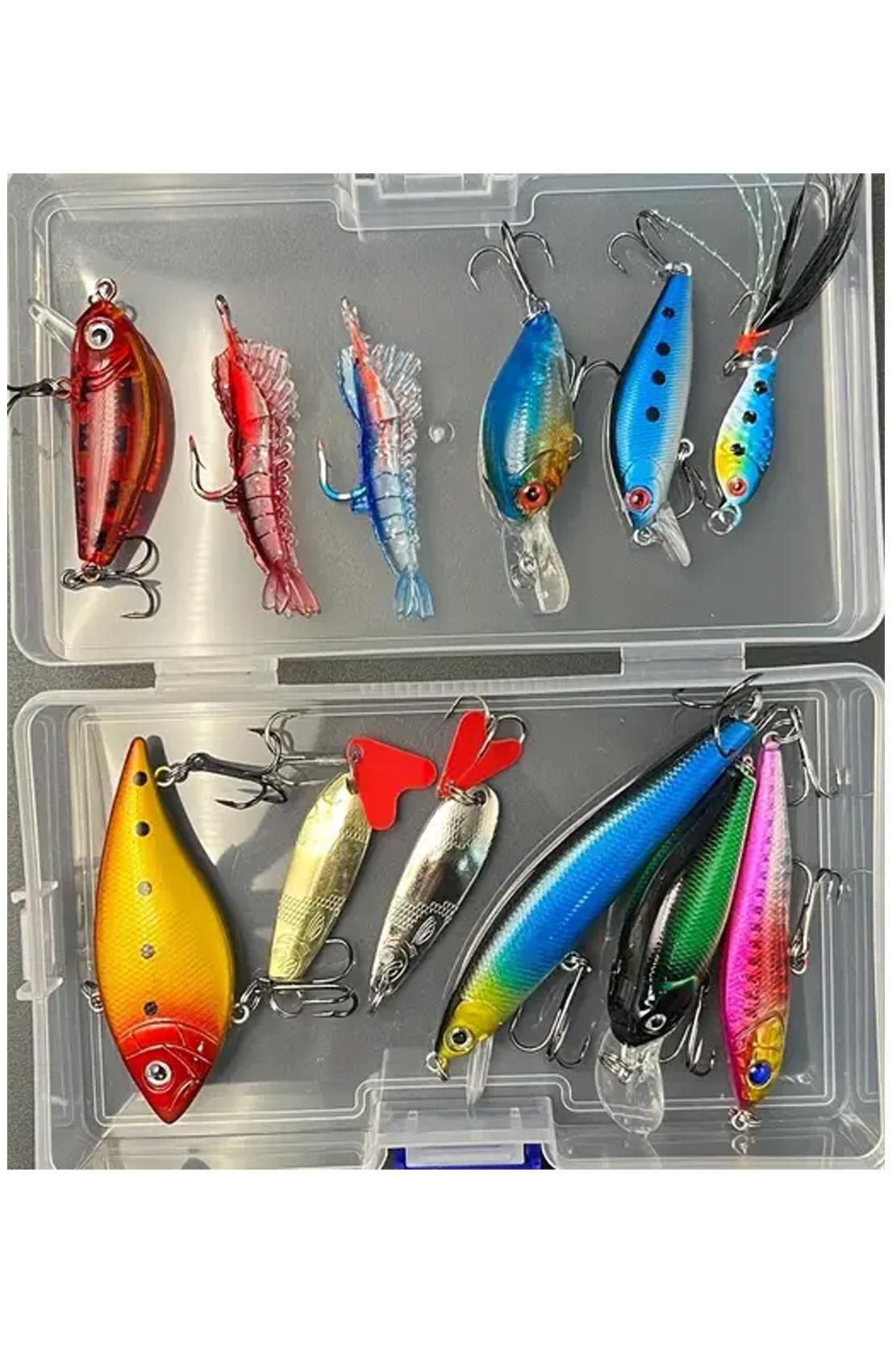 

12pcs Premium Minnow Fishing Lure Set - Realistic Hard Baits in Vibrant Colors, Durable ABS Plastic, with Treble Hooks for Fresh