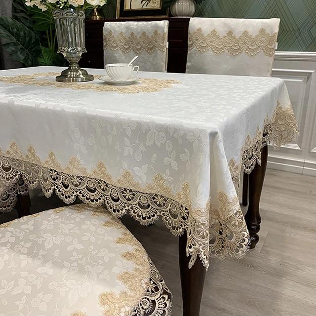 Tovaglia Rettangolare Ricamo di Lusso Pizzo Copritavola Rotondo Floreale Elegante Grembiule da Tavola Tovaglia da Pranzo Bandierina da Tavola Asciugamani