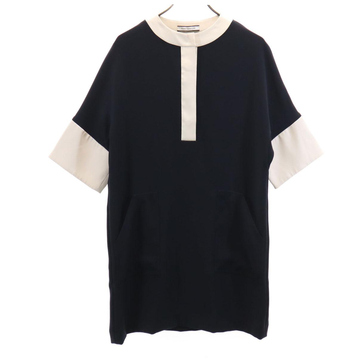

FOXEY NEW YORK made in Japan Five-quarter sleeve one piece 38 Navy Women Used