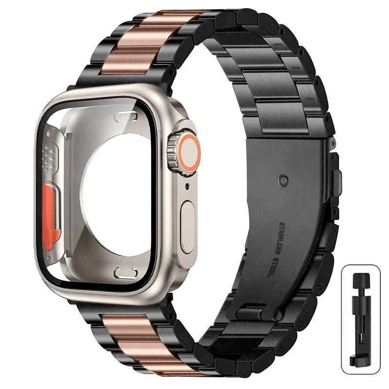 Change to Ultra Case+Band For Apple Watch 40mm 44mm 41mm 45mm Metal Stainless Steel strap for iWatch series Series 98 7 6 SE 5 4