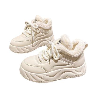 Mode 2025 Neue Schuhe mit dicker Sohle Damen Winter Schneestiefel und Samt Warme Baumwollschuhe Damen Freizeitsneaker Plateau Stiefeletten