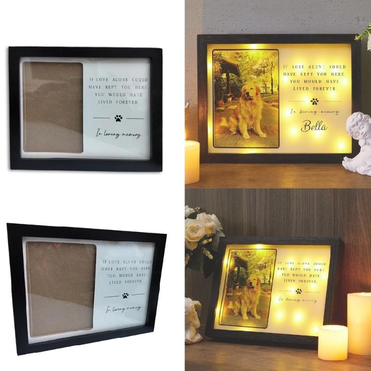 Glowing Wood Photo Frame for 4x6Inch Display 4x6" Wood Dog Frame for Honoring Lost Pet and Sympathy Gift