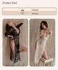 Elegant Lace Temptation Long Dress with Side Slit - Women's Sexy Nightgown Sleepwear
