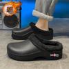 Winter Men's Warm Cotton Slippers Waterproof Wear-resistant Chef Shoes Outdoor Indoor Non-Slip Slippers Plush Home Bedroom Shoe
