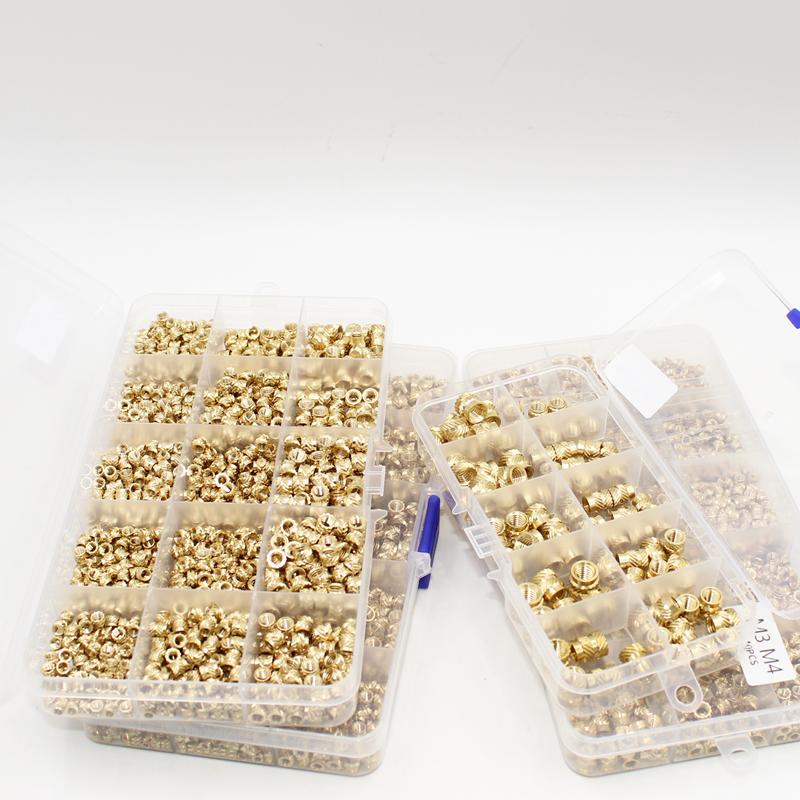 Messing Heißschmelz-Einsatzmuttern Kit M2 M2.5 M3 M4 M5 M6 Gewinde-Einbettung Kupfermutter Presspassung für 3D-Drucker Kunststoffgehäuse