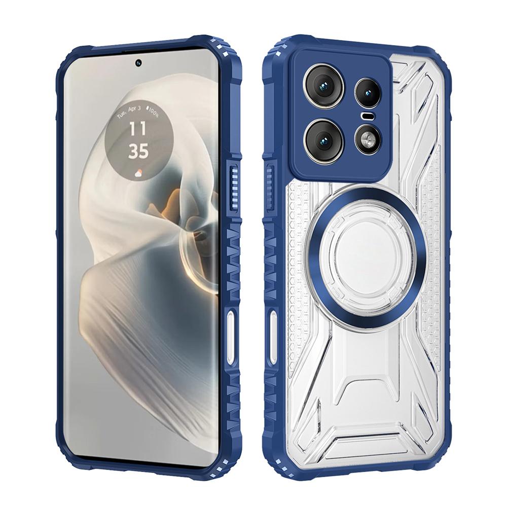 KEYSION Transparent Magnetic Case for Motorola Edge 50 Pro 5G Soft Silicone+PC Shockproof Phone Back Cover for for Edge 50 Pro
