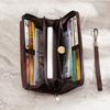 Men's Leather Wallet Clutch Bag Long Purse Zipper Money Clip Black Business Organizer Wallet Male Handy Bag