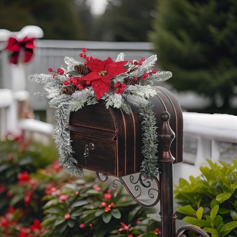 Seasonal Pine Cones Dead Branch Easy Installation Mailbox Garlands Battery Operated Wreath for Door Wall Window Use