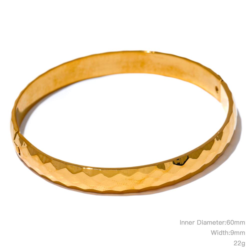 Yhpup 60mm 316l Stainless Steel Round Texture Bracelet Bangle Gold Silver Color Metal Waterproof Wrist Jewelry Bijoux Gift