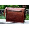 New Men Real Goat Leather Vintage Brown Messenger Shoulder Laptop Bag Briefcase