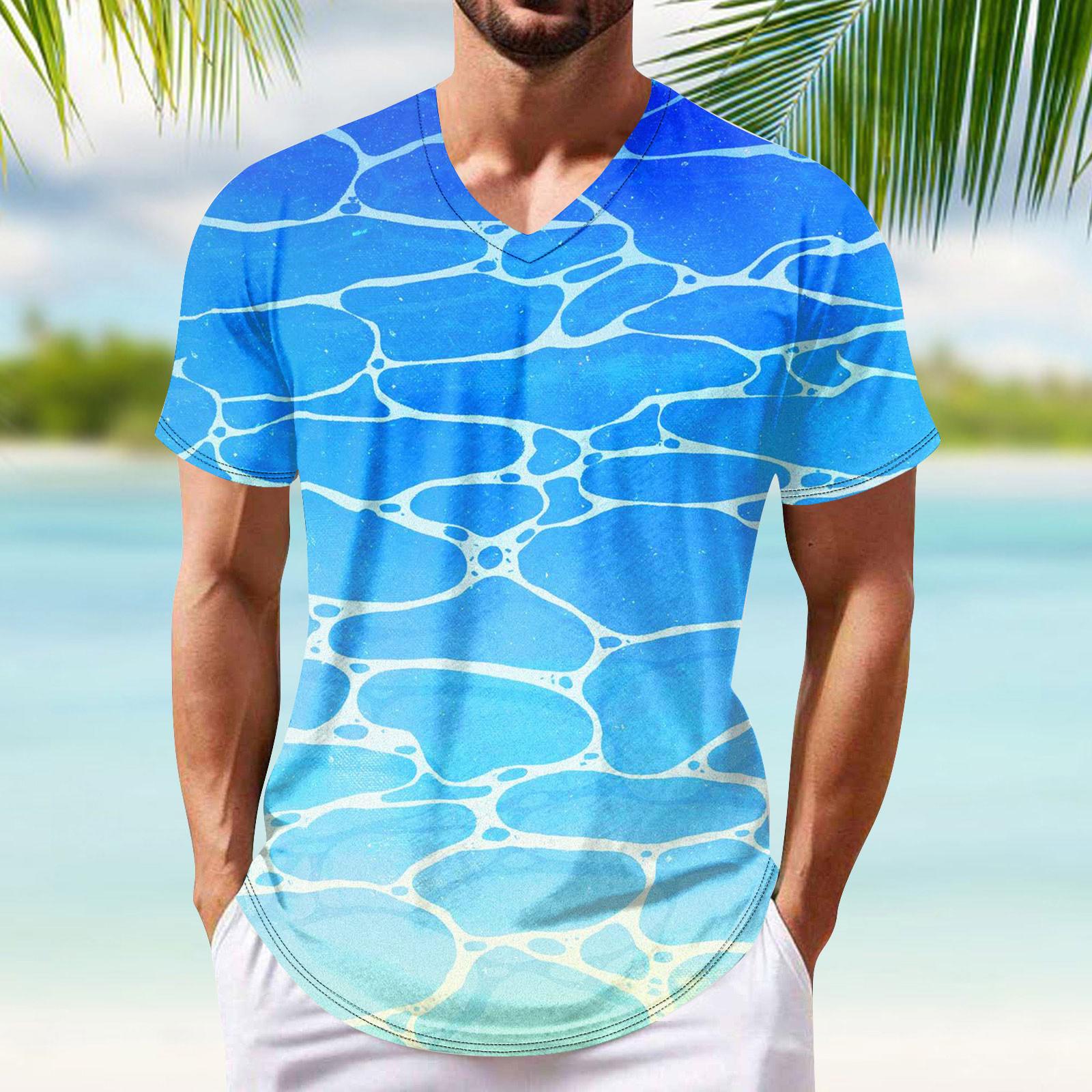 

Летний топ с V-образным вырезом и принтом 3D-листьев, модные повседневные свободные футболки с короткими рукавами для мужчин 7XL