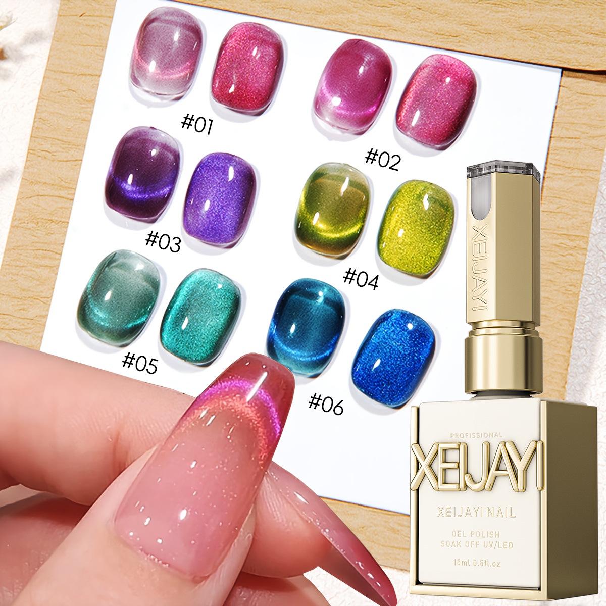 

Dopamine Candy Duo-Chrome Cat Eye Gel Polish - 2025 Nail Art Crystal Bead