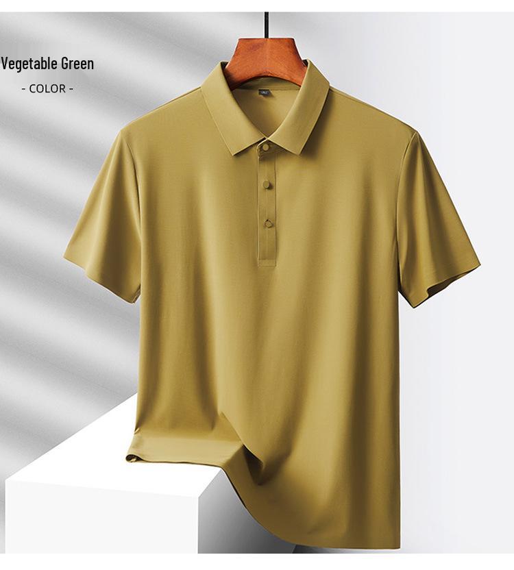 Custom Logo Quick-Dry Seamless Polo: Summer Ice Silk Cool Feel Lapel Short Sleeve Work Shirt