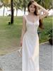 French Style Burgundy Backless Summer Dress for Women - Elegant, Exquisite, and Perfect for Beach Vacations