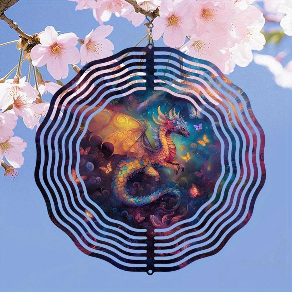 2D Metal Wind Chime Rainbow Dragon Design for Garden Patio Outdoor Decor No Power Needed Easy Install Thanksgiving Christmas