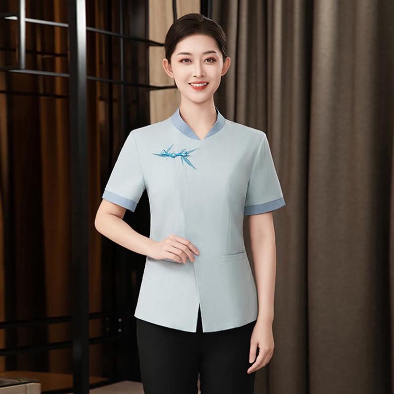 Tluoman Summer New Chinese Style Cleaner Work Uniform Set 5XL