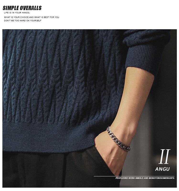 Men's Heavyweight Cable Knit Sweater - Warm, Trendy, Casual, and Versatile Round Neck Knitwear