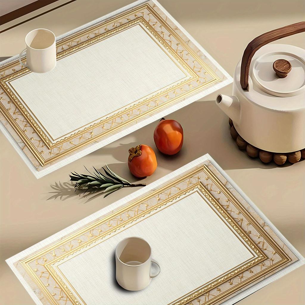 4pcs/6pcs Modern Style Linen Placemats Series Printed Linen Placemats Make Your Restaurant Kitchen More Beautiful, Very Suitable for Coffee Table