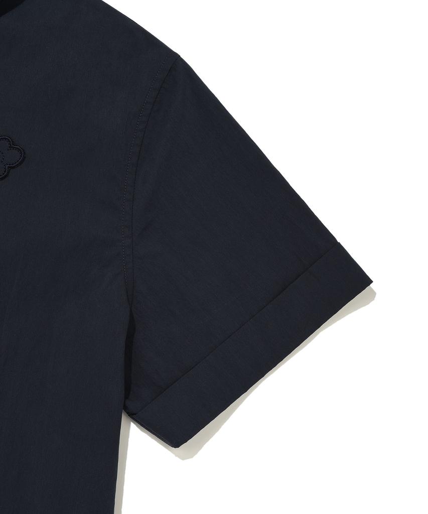 WACKY WILLY Women'S Lily Wappen Cotton Short Sleeve Shirt Navy