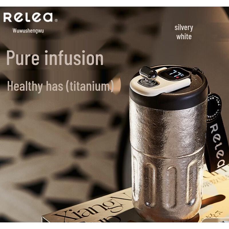 RELEA Digital Display Titanium Travel Mug, 410ML