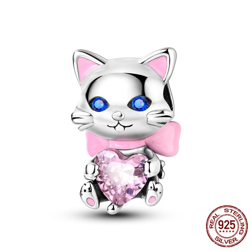 Fit Charms Fororiginal Bracelets Animal Series Flower Rabbit Holding Heart 100%Copper Jewelry Making For Women Gift
