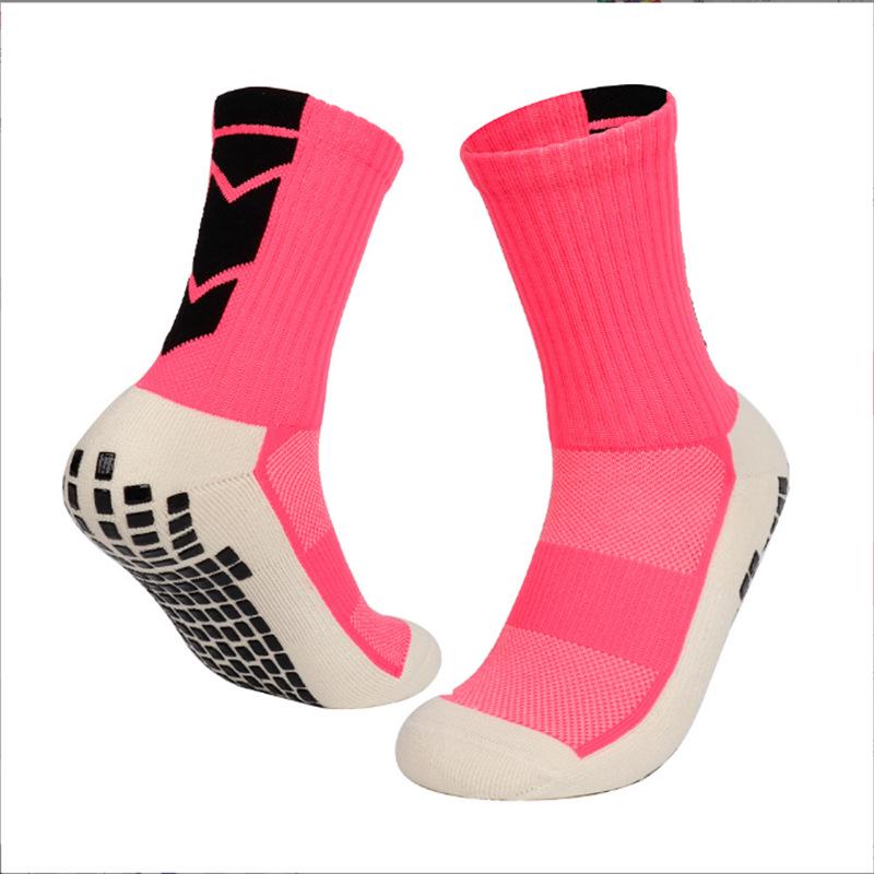 Men's Anti-Slip Mid-Calf Breathable Sports Socks with Towel Bottom for Football, Running, and Basketball.