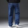 Summer Plus Size Stretch Denim Trousers for Men Loose-Fit Casual Business Long Trousers