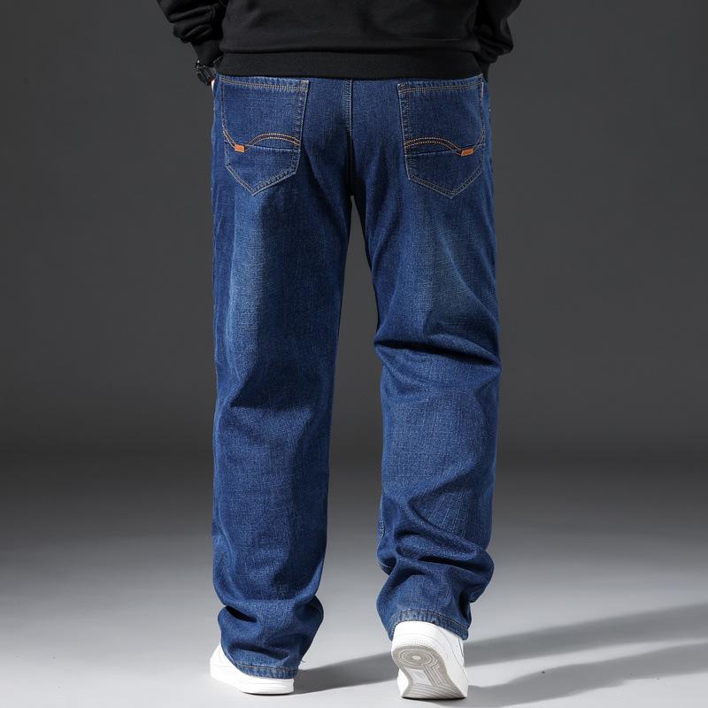 Summer Plus Size Stretch Denim Trousers for Men Loose-Fit Casual Business Long Trousers