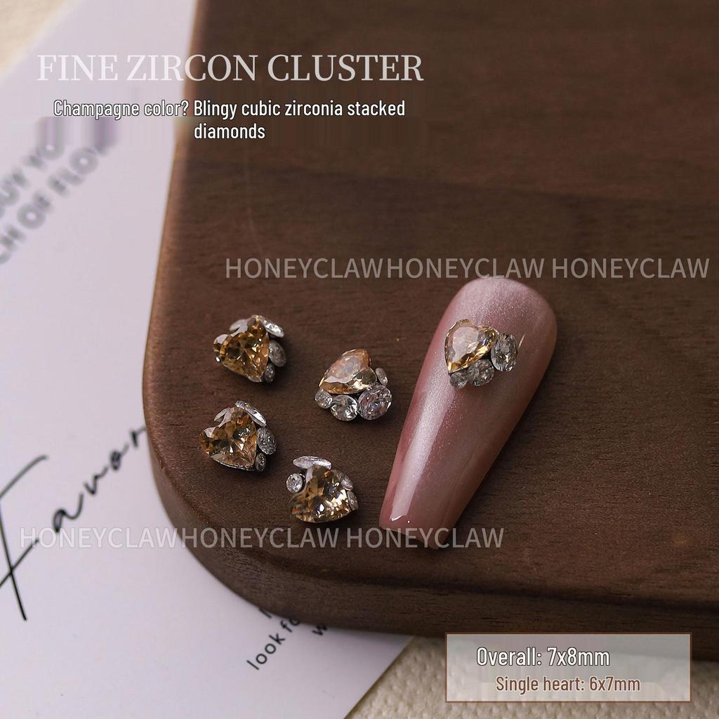Champagne Zirconia Rhinestone Nail Art Balls - Handmade, Super Sparkle Decoration