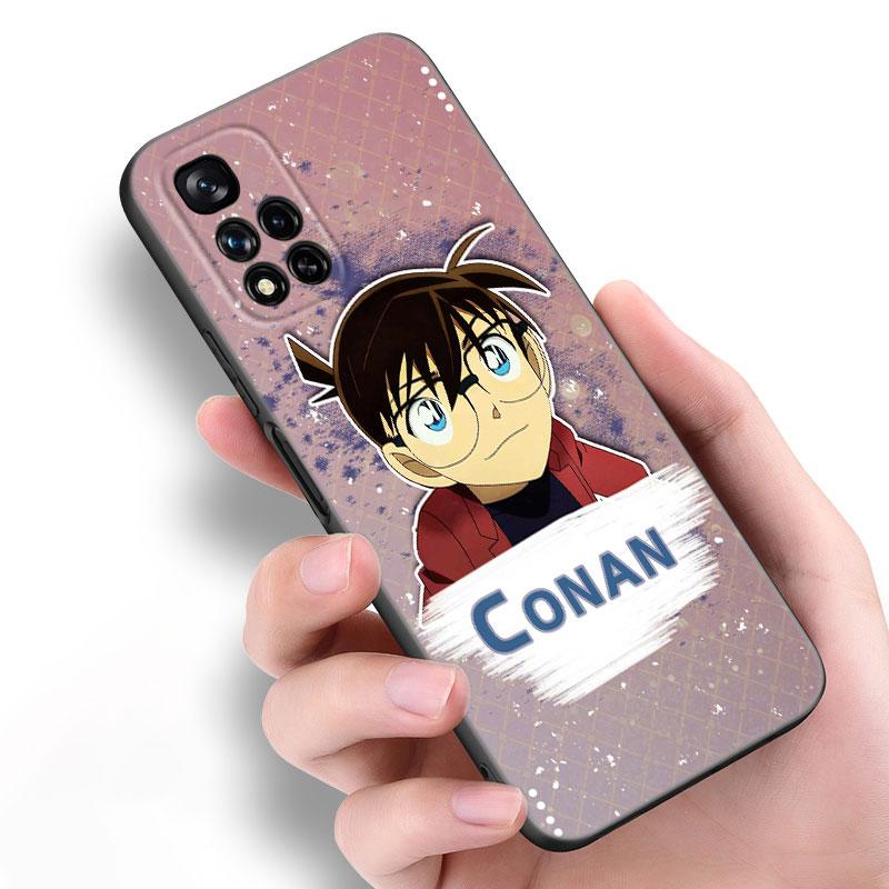 Anime Detective Conan Black Silicone Phone Case For Xiaomi POCO X3 X4 NFC F5 M3 M4 M6 X5 X6 Pro F3 F4 GT 5G C55 C65 M5
