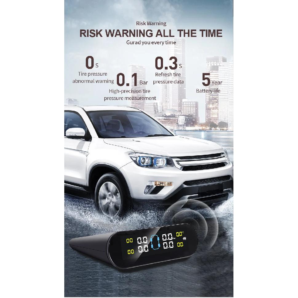 Tire Pressure Monitoring System Temperature Warning Fuel Save With 4 External Sensors Solar TPMS Car Tyre Pressure Monitor