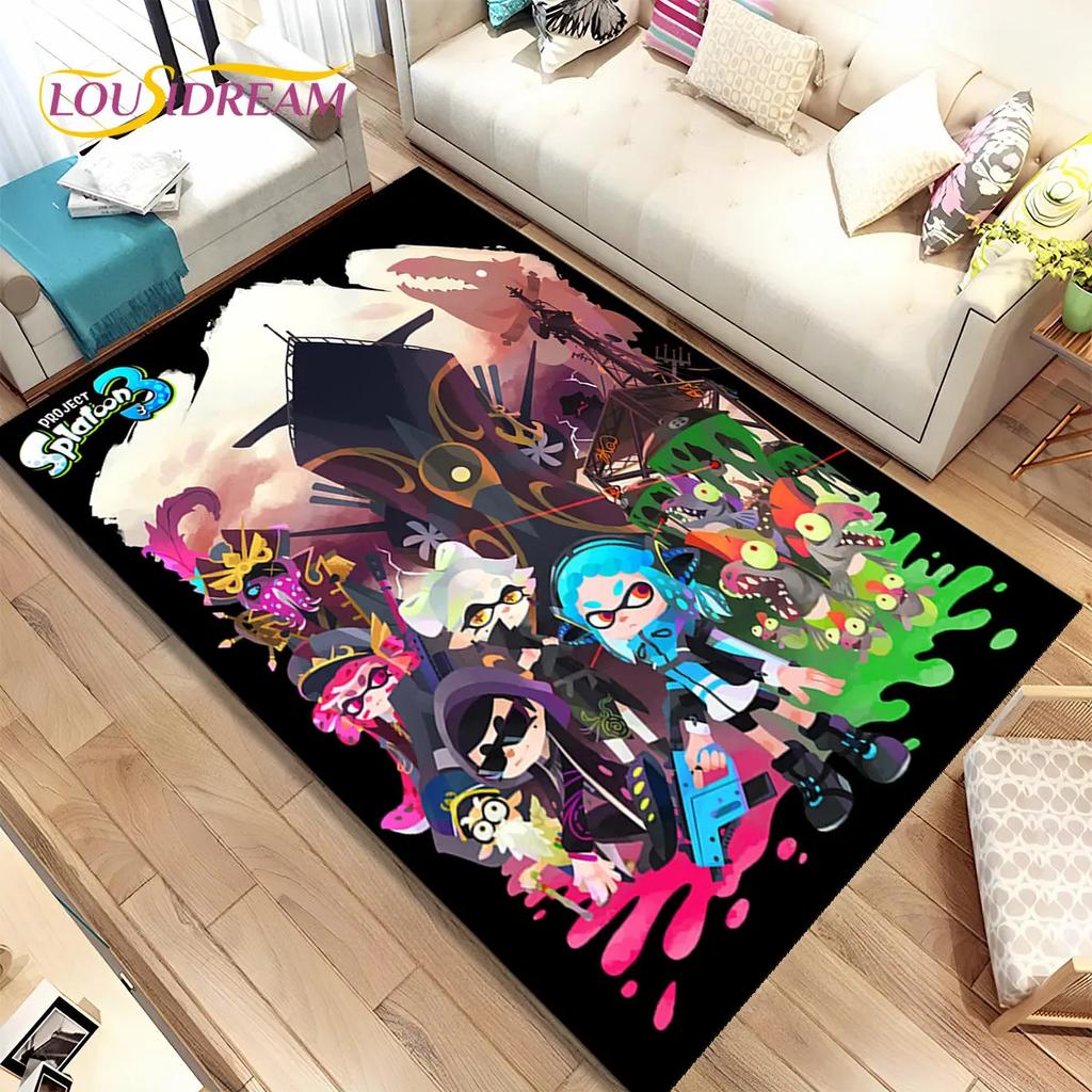 Games,Splatoon, Cartoon Gamers Area Rug,Carpet Rug for Living Room Bedroom Sofa Doormat Decoration, Kid Play Non-slip Floor Mat