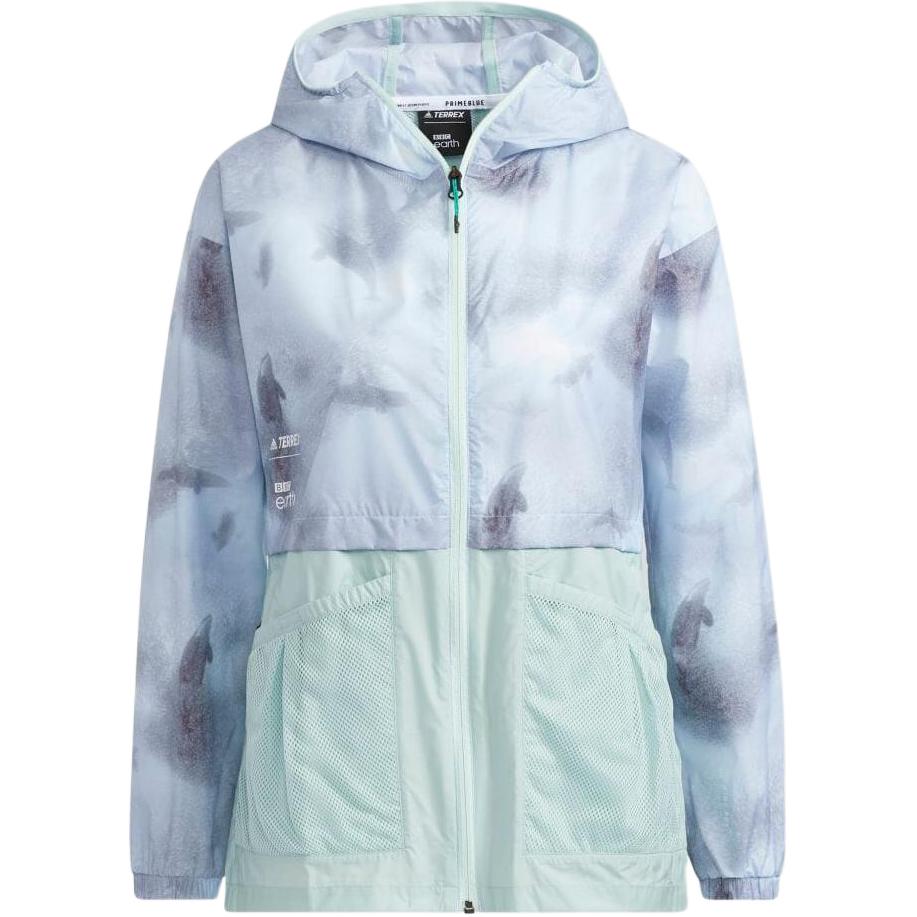 

Куртка Adidas Pattern Print Spliced Zipper с капюшоном и длинным рукавом, женские куртки, зеленая HE5188 XL