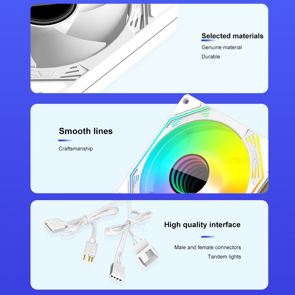 120mm Case Fan Cooler 5V 3Pin ARGB 12V 4PIN PWM Chassis Fan (White Forward) #C