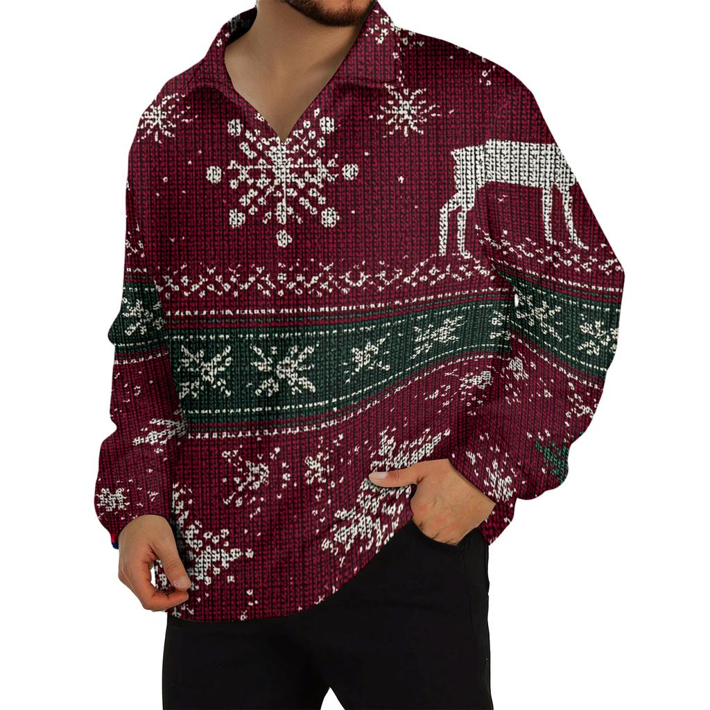 Men's Casual Collared Long-Sleeve Knit Base Layer Top