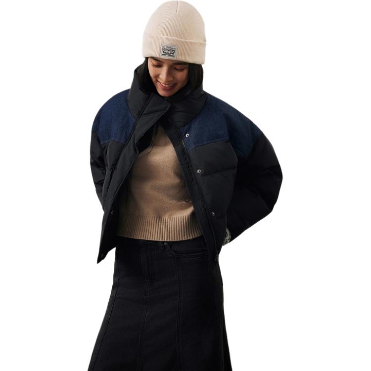 

Levis Мода Легкий Теплый Однотонный Классический Длинный Рукав Съемный Капюшон Свободная Пуховая Куртка Женская Верхняя Одежда 005T9-0001 S