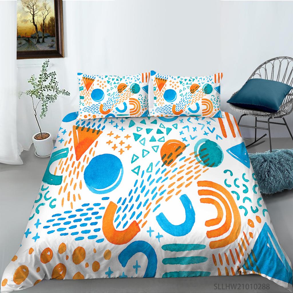 Abstract Geometric Pattern Digital Printing Quilt Cover Pillowcase Two Three Piece Set Polyester