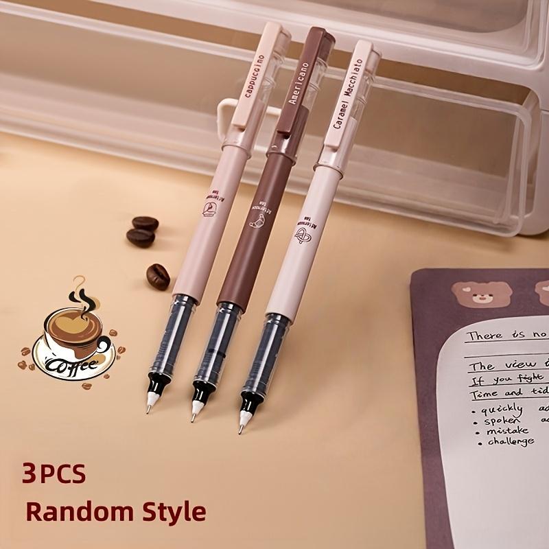 3pcs Premium Coffee-Themed Office Gel Pens, Black Ink, Travel Stationery Set, High-End Fine Tip Pens for Business Professionals 3pcs