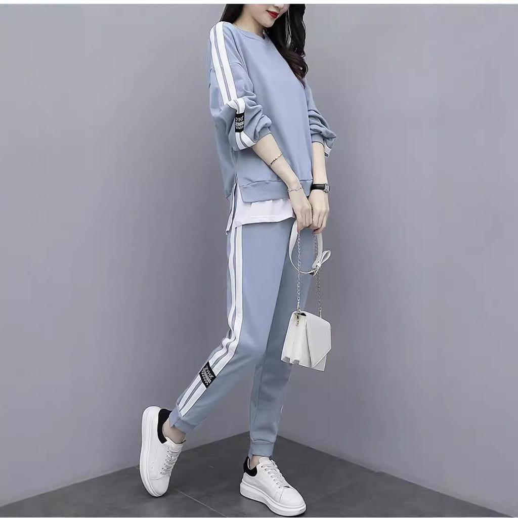 2024 Plus Size Women's Slimming Sweatshirt & Casual Two-Piece Early Autumn Set
