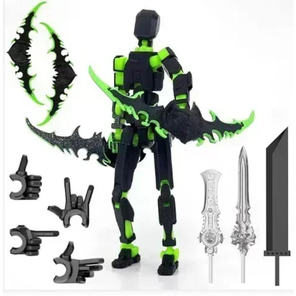 

3D Printed Movable Shapeshift Robot Action Figuras 3rd Generation Lucky 13 Figure Toys Dummy DIY Mannequin Decompression Toys зелений