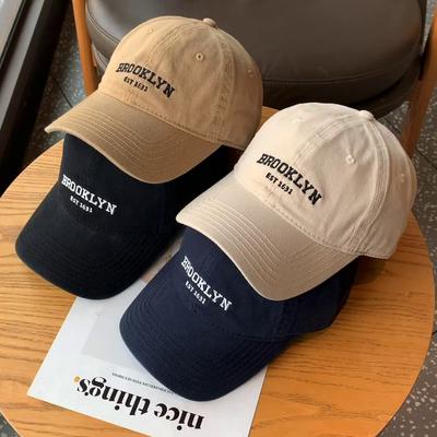 1Pc Soft Retro Letters Baseball Caps For Women,Solid Color Embroidered Sun Hat Adjustable Men Sports Peaked Cap Trucker Dad Hats