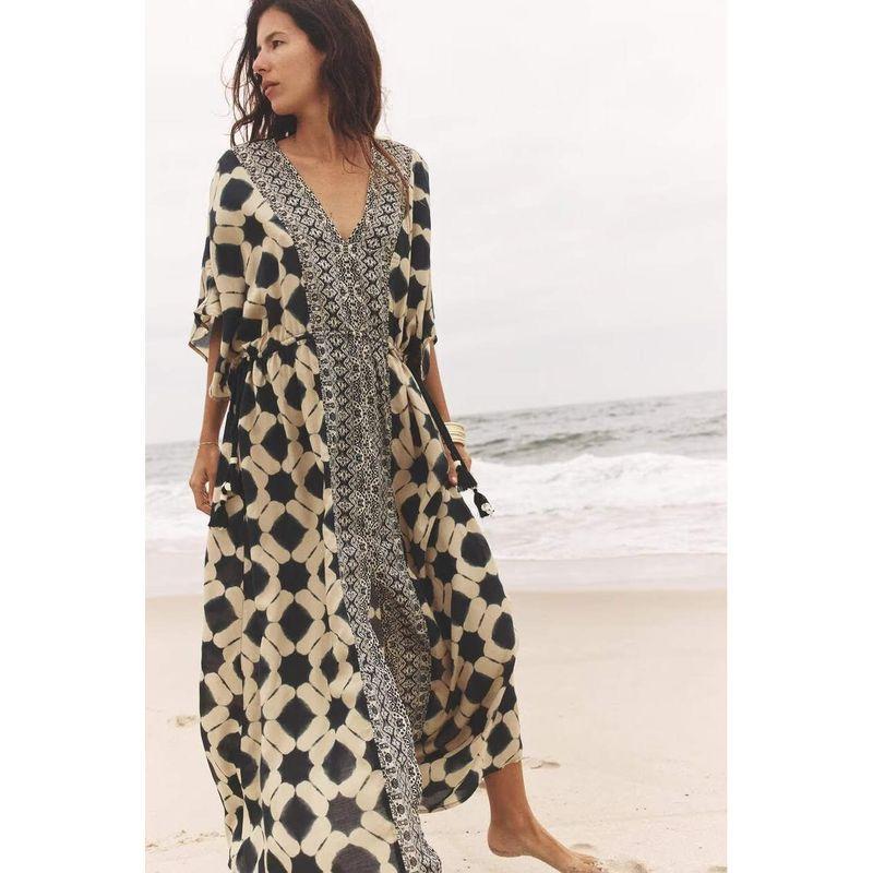 Za Export New Arrival Women's Clothing ZR Fashion Style Fashion Print Robe Style Holiday Wind Length Dress 1821026