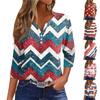 Women's T Shirt Tee Print Button 3/4 Sleeve Daily Weekend Fashion Basic V Neck Regular Top